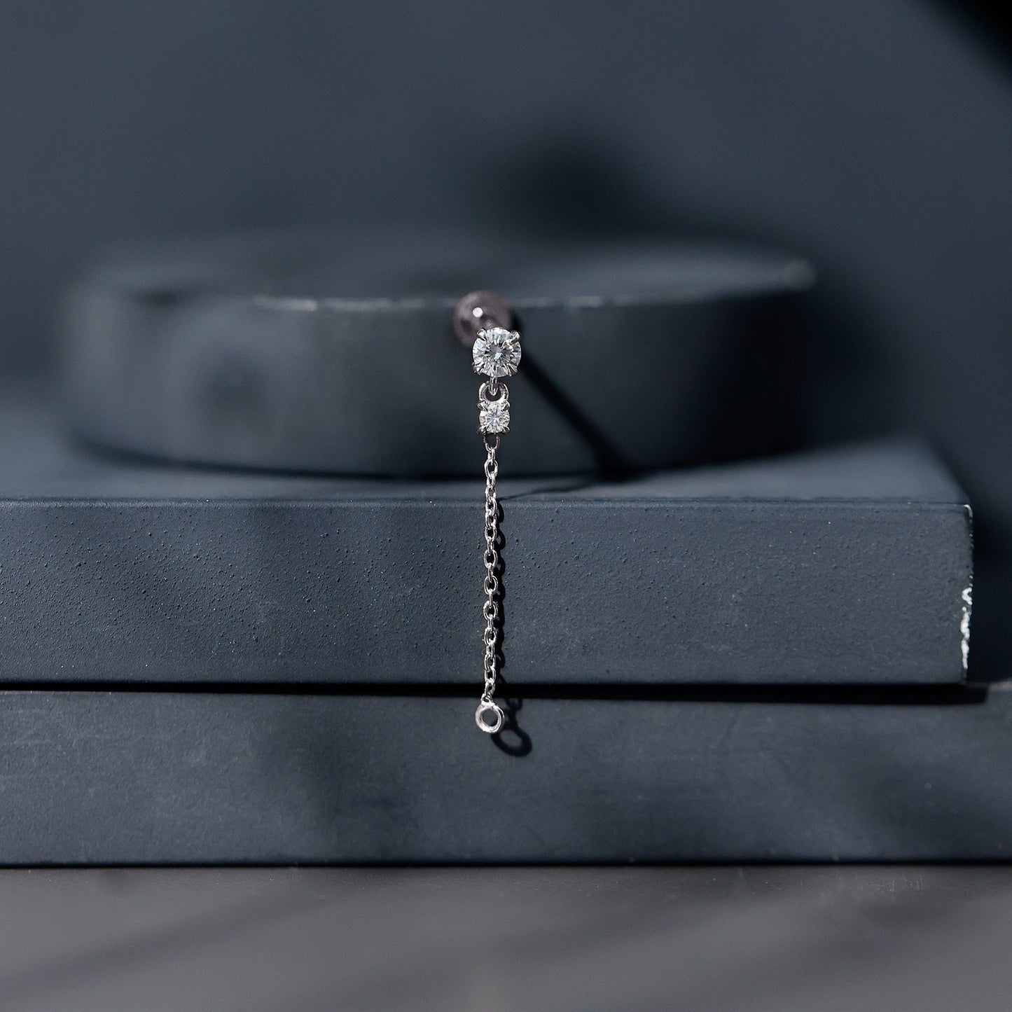 Certified Diamond Chain Drop Earring for Helix Piercing