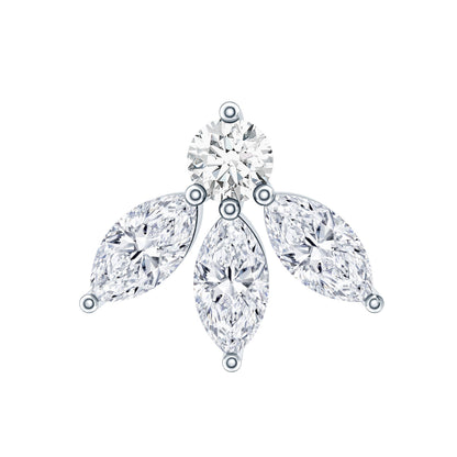 Marquise Shape Diamond Leaf Earring for Helix Piercing