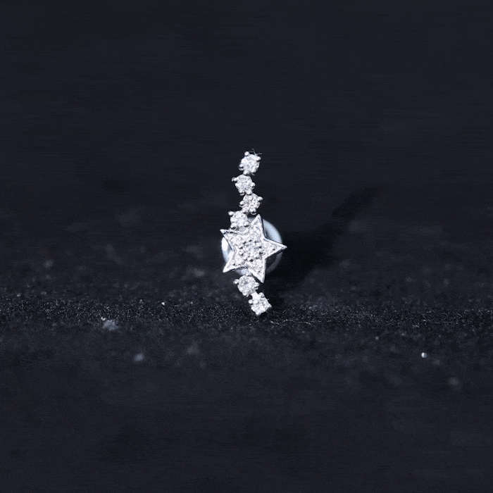Certified Diamond Star Crawler Earring for Helix Piercing