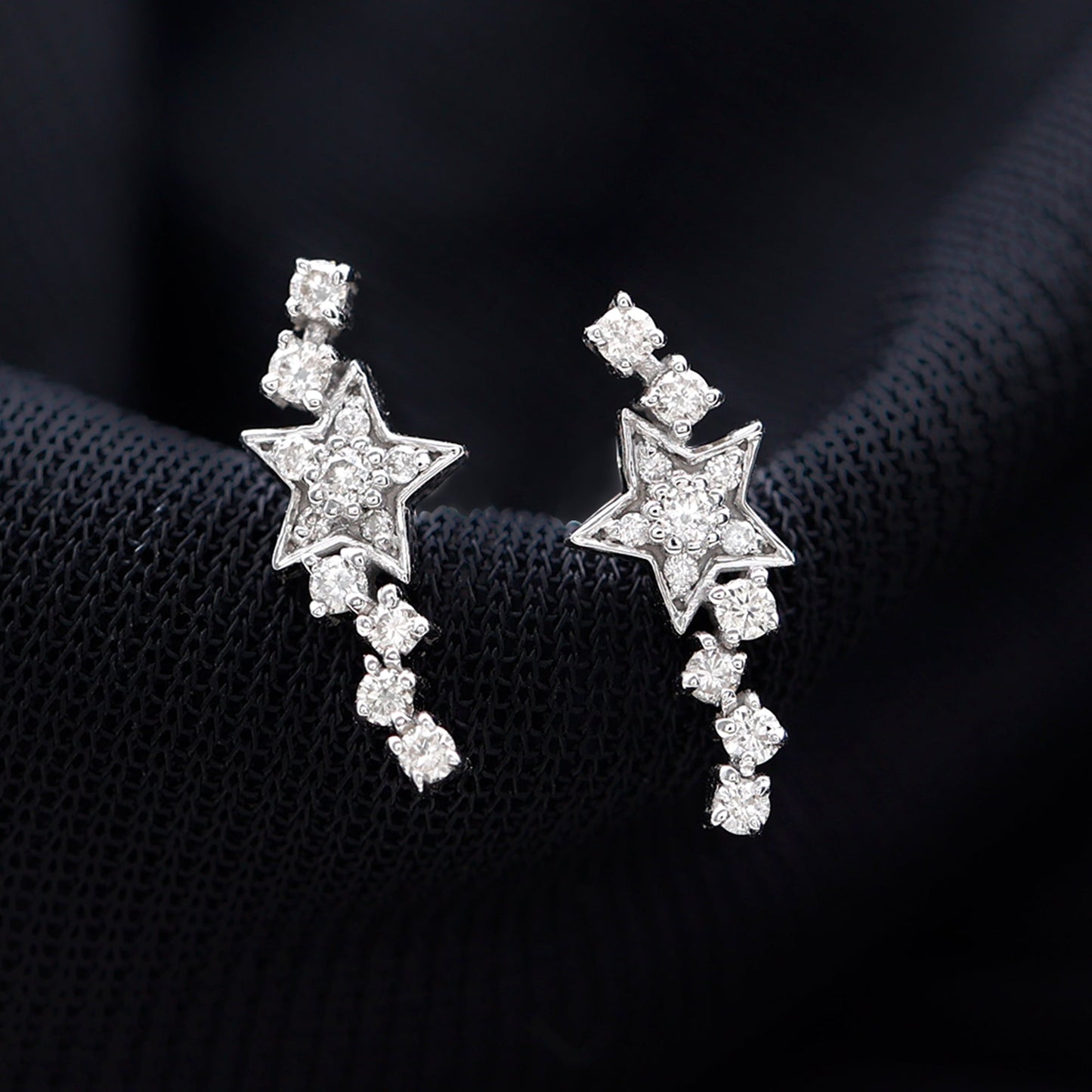 Certified Diamond Star Crawler Earring for Helix Piercing