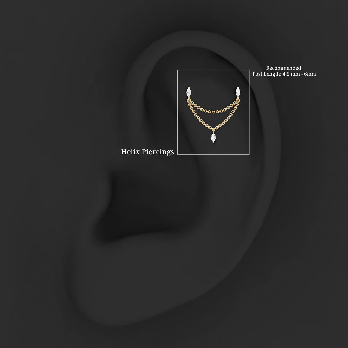 Marquise Moissanite Double Chain Earring for Women