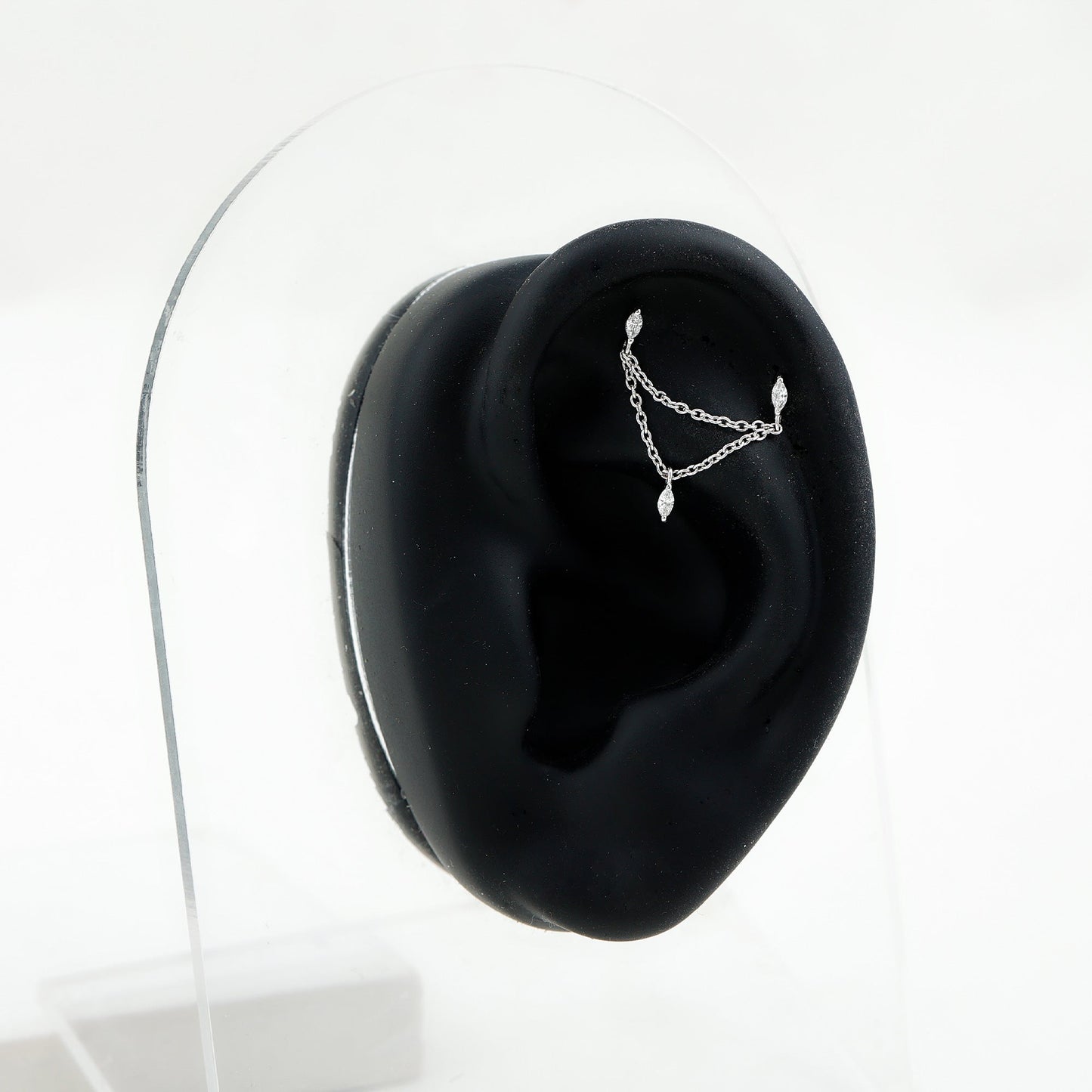 Marquise Moissanite Double Chain Earring for Women