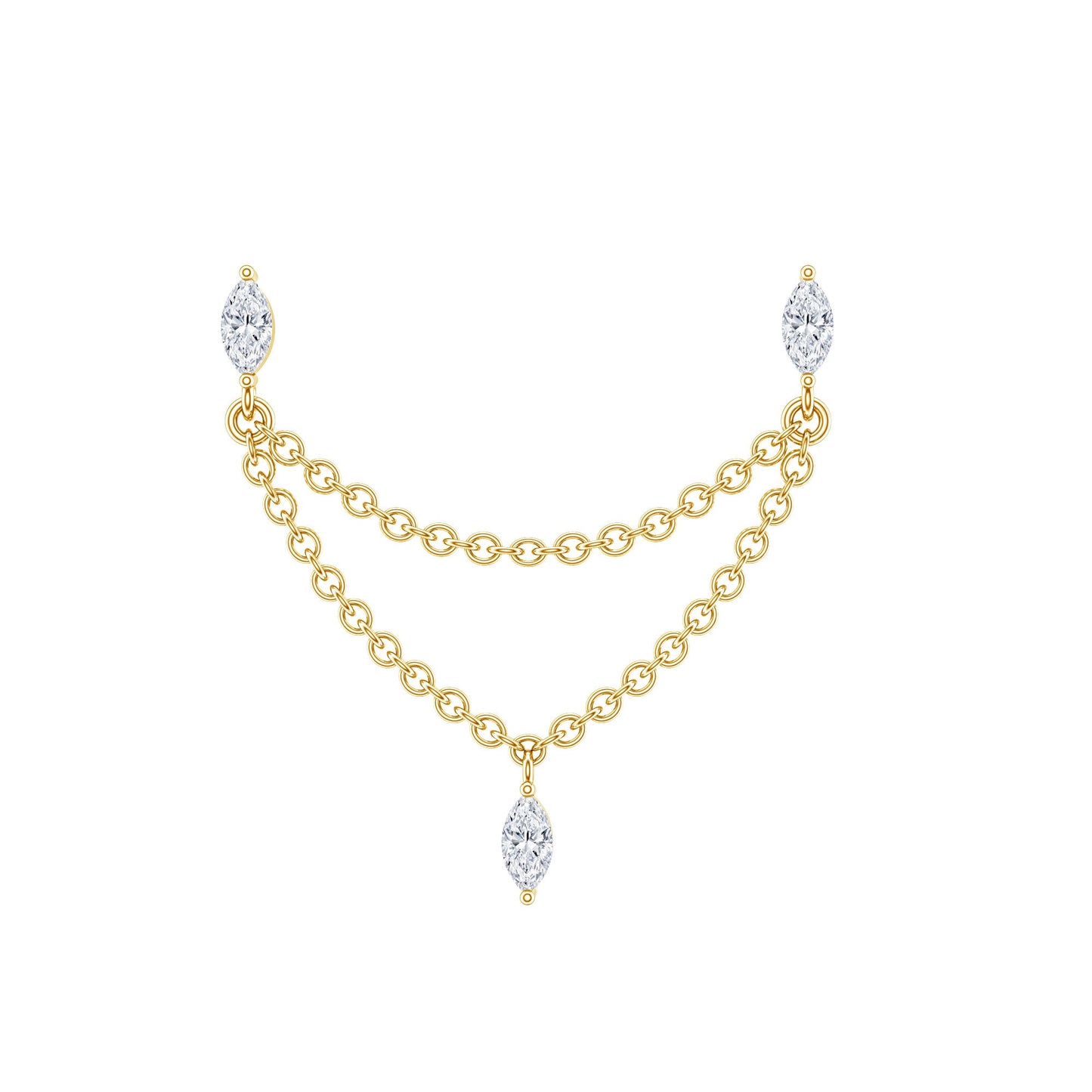 Marquise Moissanite Double Chain Earring for Women