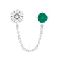 Emerald and Diamond Floral Double Piercing Earring with Chain