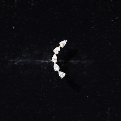 Certified Pear Cut Moissanite Ear Crawler Earring