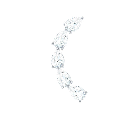 Certified Pear Cut Moissanite Ear Crawler Earring