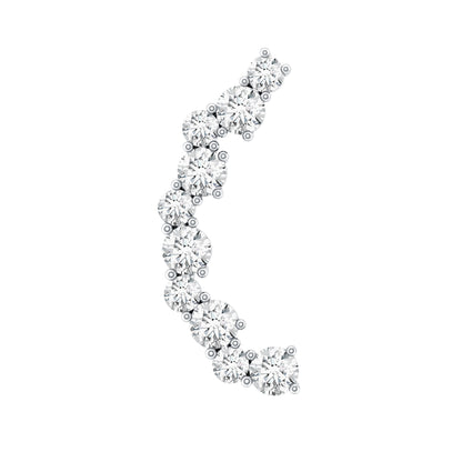 Round Cut Moissanite Ear Crawler Earring for Helix Piercing