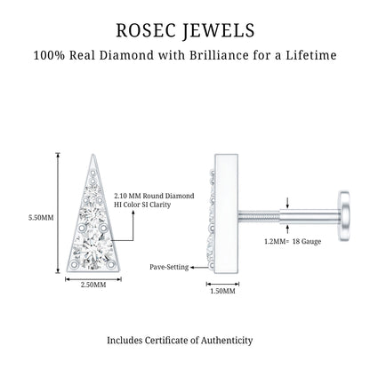 Dainty Diamond Triangle Tragus Earring