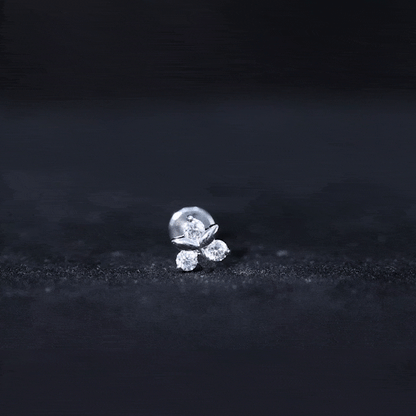 Brilliant Cut Diamond Floral Earring for Conch Piercing