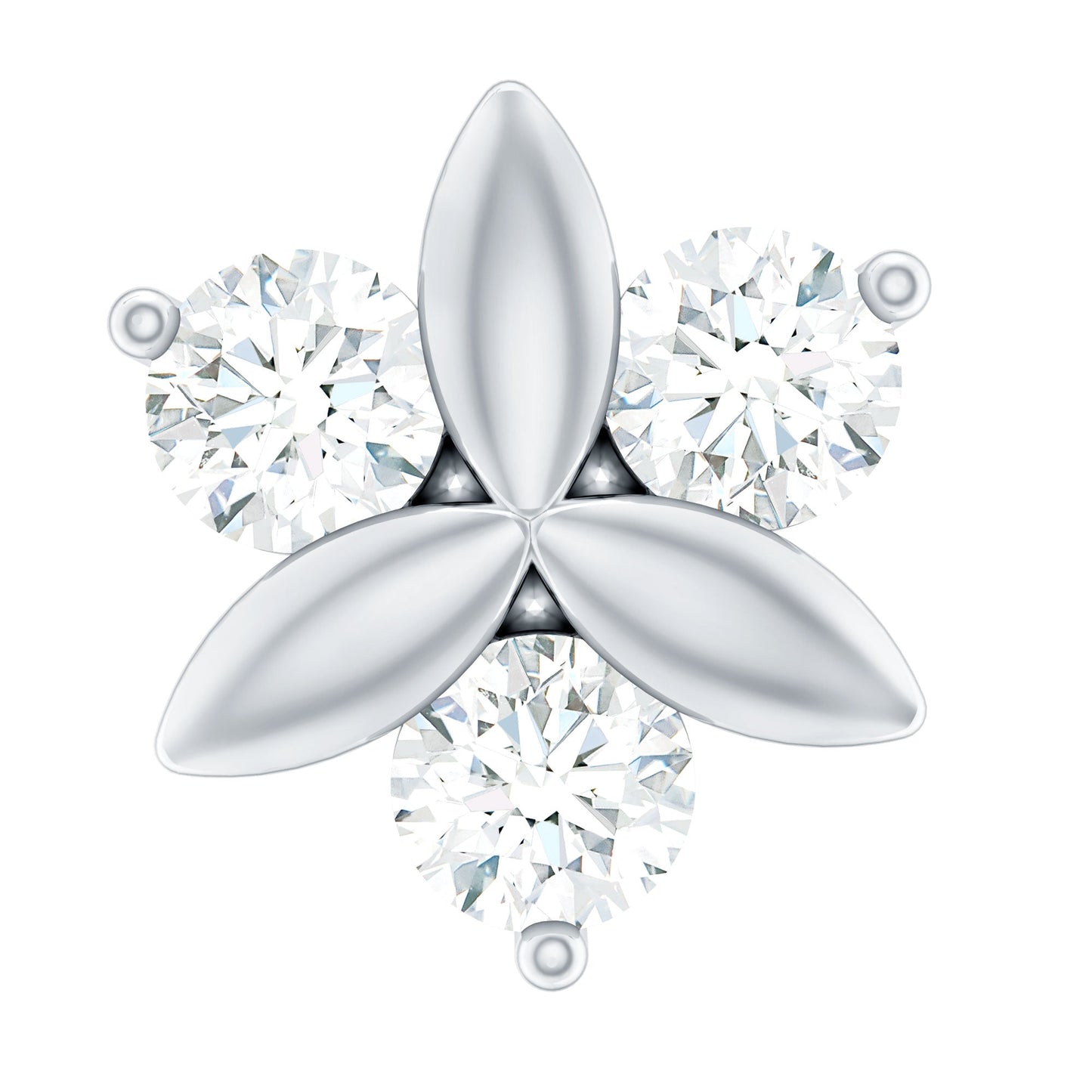 Brilliant Cut Diamond Floral Earring for Conch Piercing