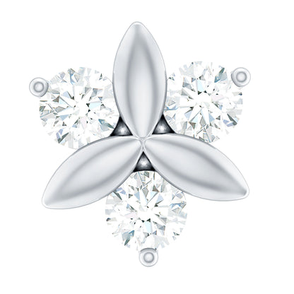 Brilliant Cut Diamond Floral Earring for Conch Piercing