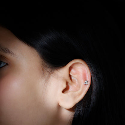 Brilliant Cut Diamond Floral Earring for Conch Piercing