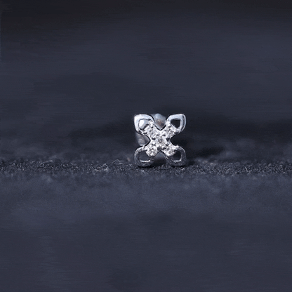 Real Diamond Floral Earring for Cartilage Piercing