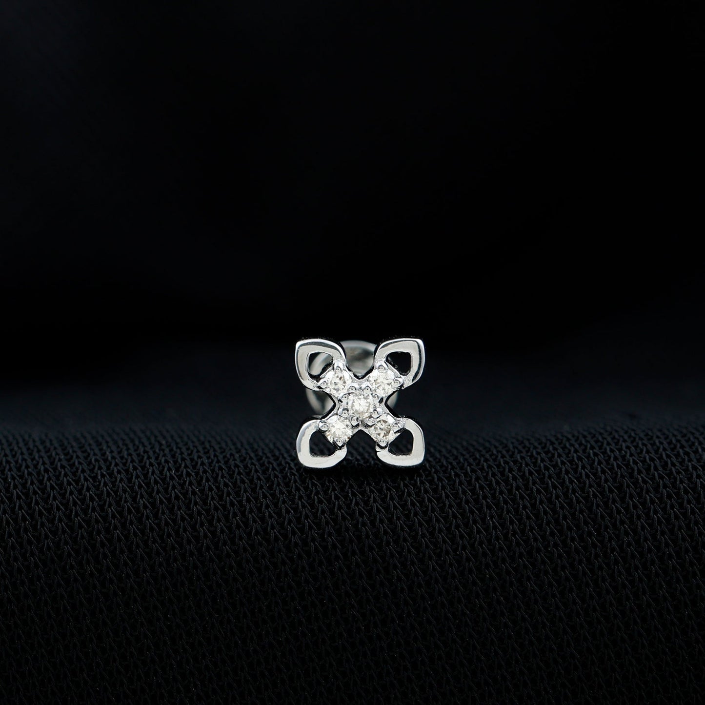 Real Diamond Floral Earring for Cartilage Piercing