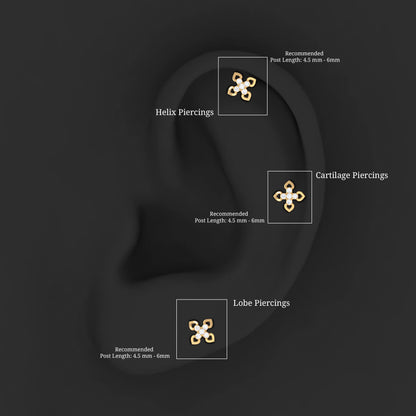 Real Diamond Floral Earring for Cartilage Piercing