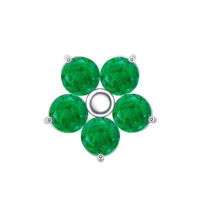 Natural Green Emerald Flower Conch Earring