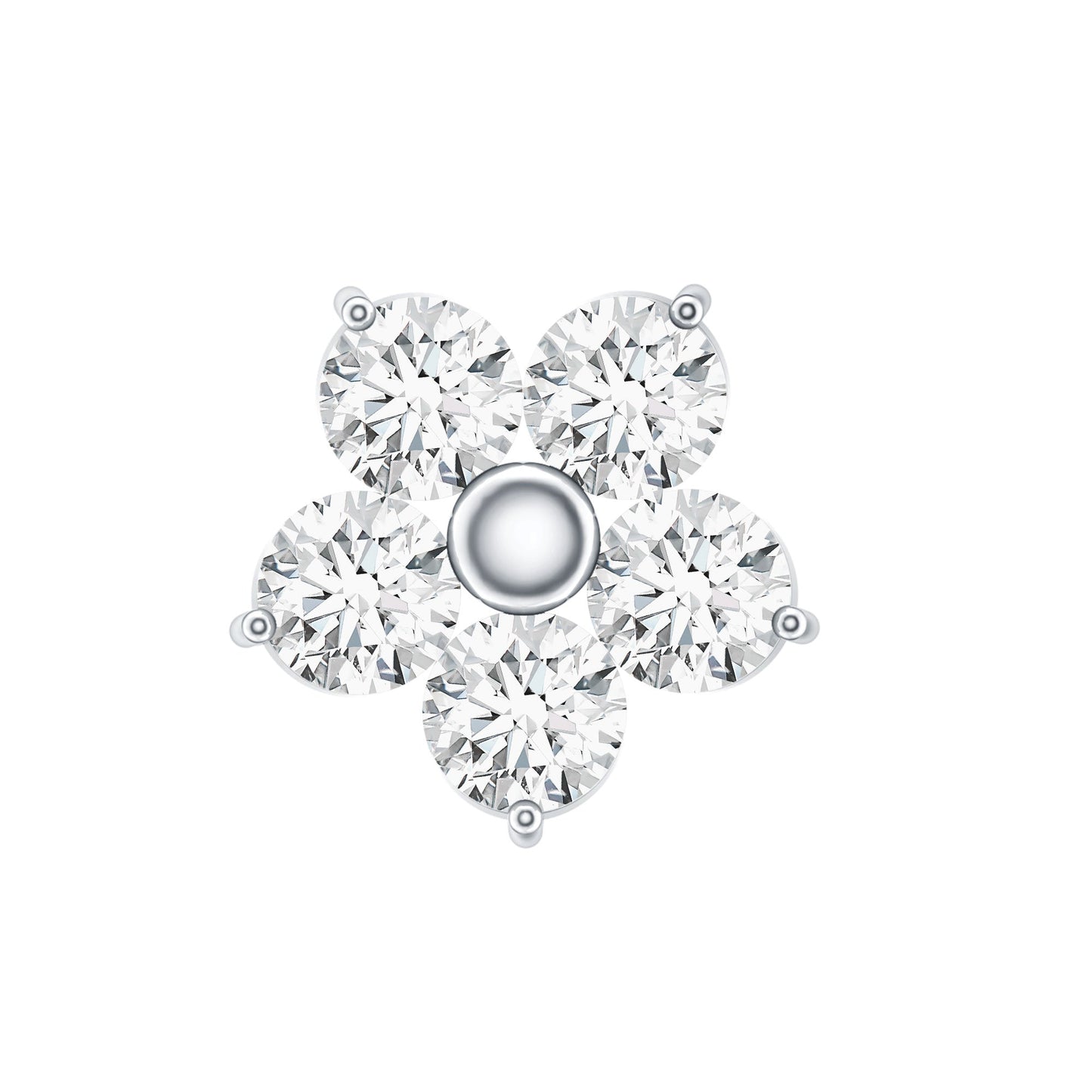 Minimalist Diamond Flower Tragus Earring with Flat Back