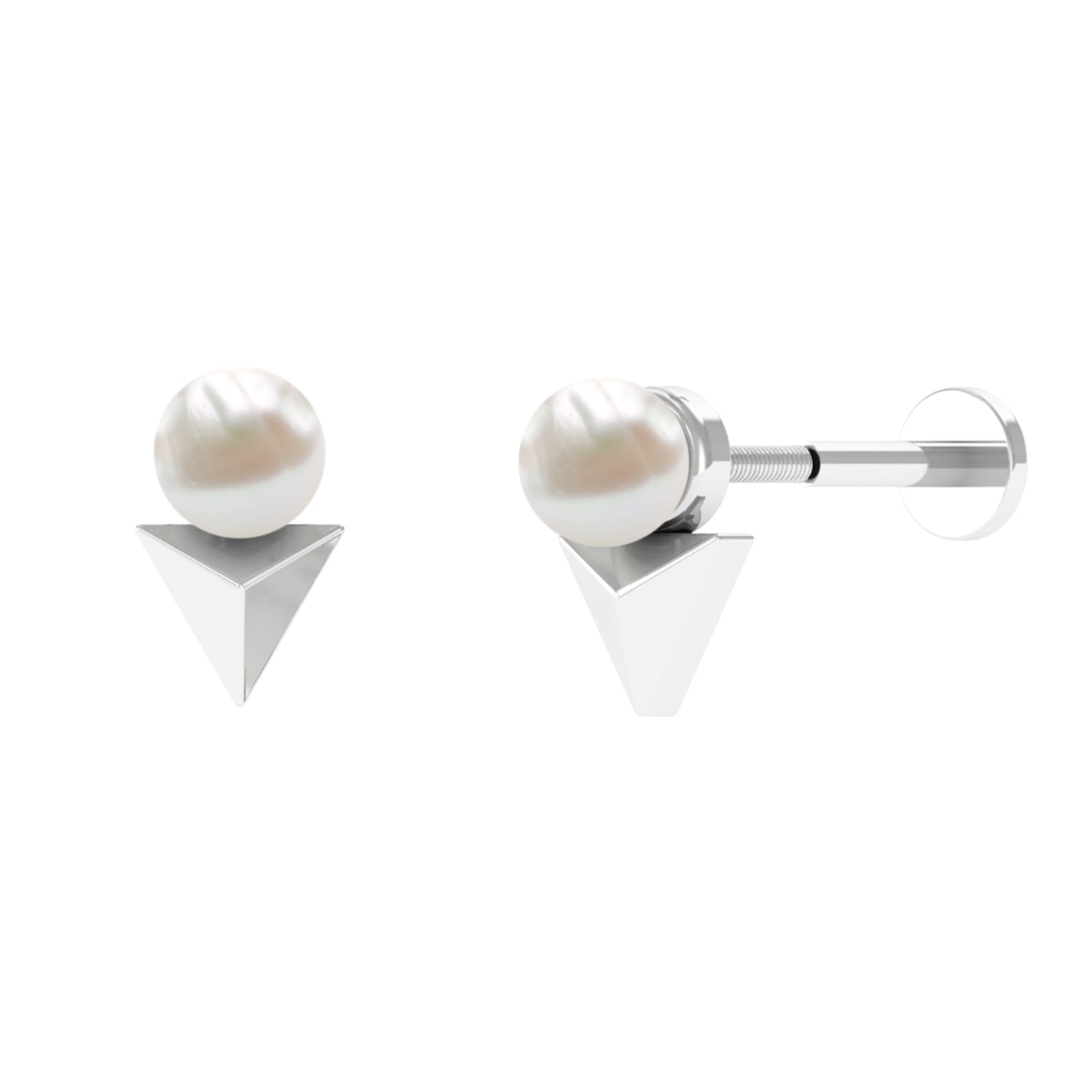 Round Freshwater Pearl Solitaire Tragus Earring