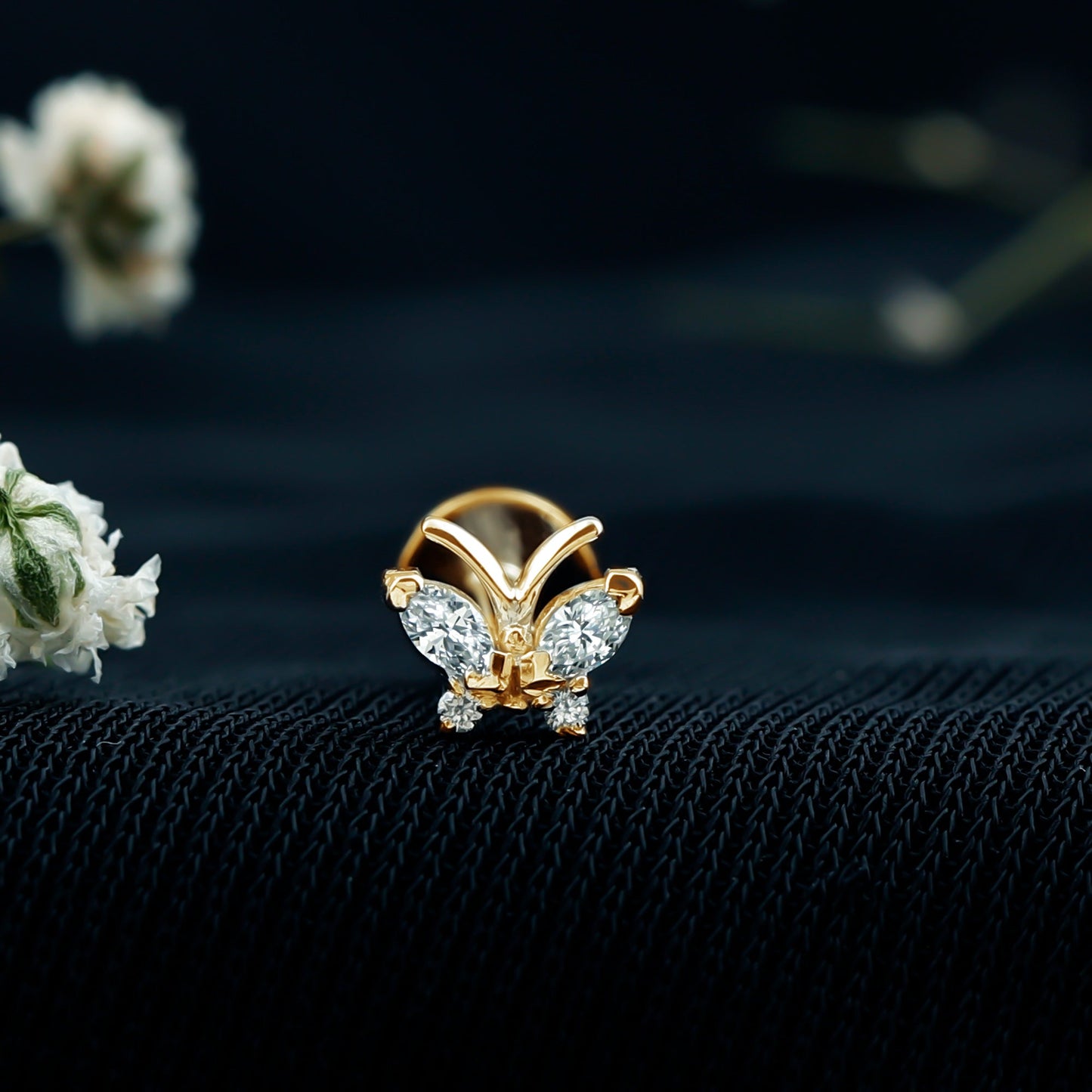 Marquise Moissanite Butterfly Cartilage Earring