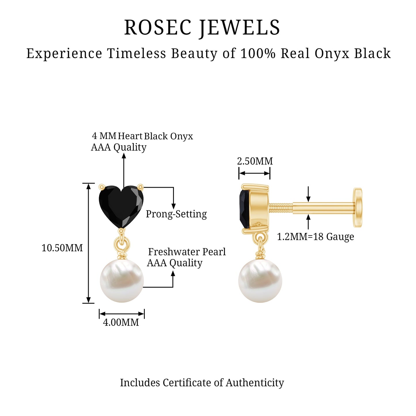 Real Black Onyx and Freshwater Pearl Helix Drop Earring