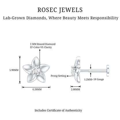 Nature Inspired Diamond Earring for Conch Piercing