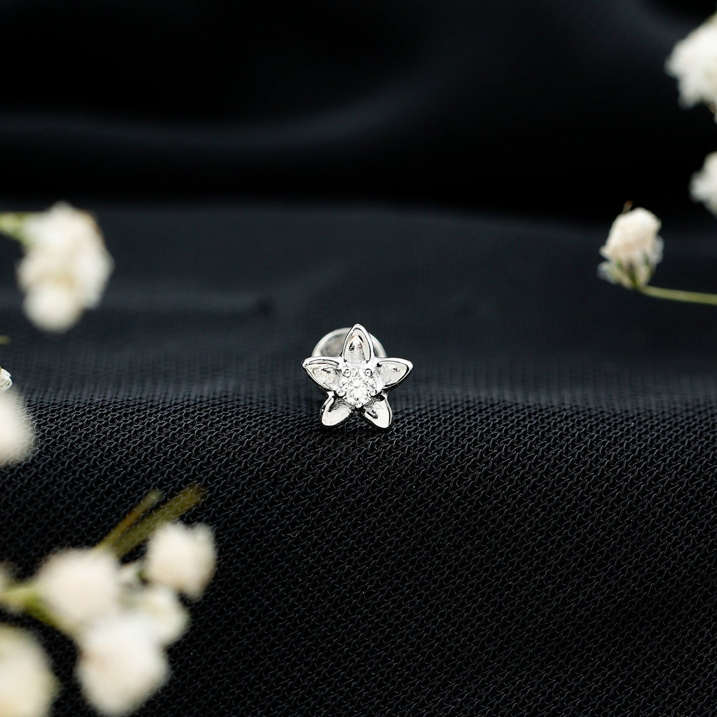 Nature Inspired Diamond Earring for Conch Piercing