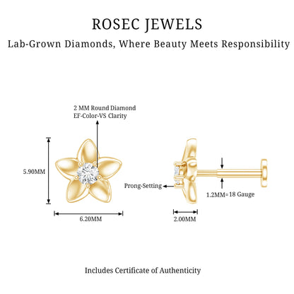 Nature Inspired Diamond Earring for Conch Piercing