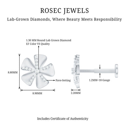 Modern Diamond Flower Earring for Helix Piercing