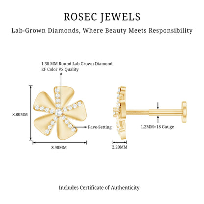 Modern Diamond Flower Earring for Helix Piercing
