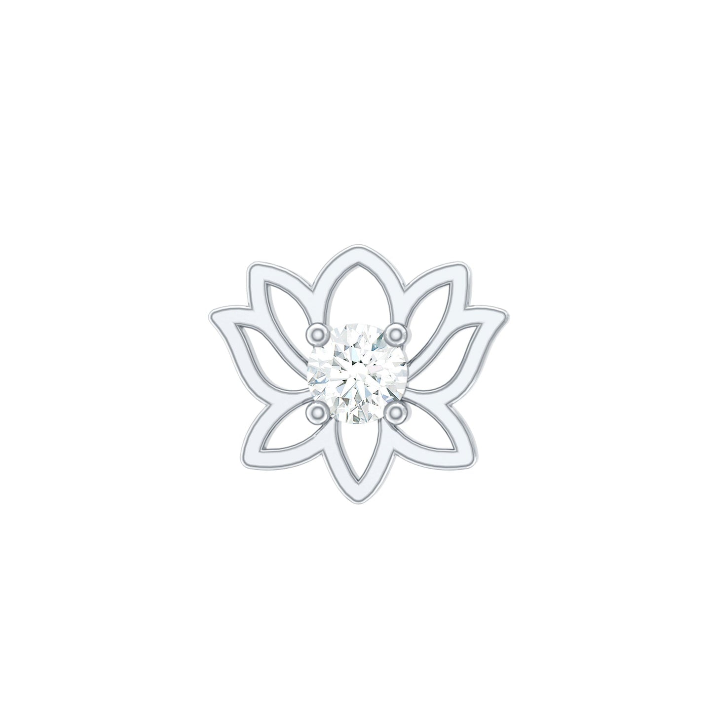 Nature Inspired Diamond Lotus Earring for Helix Piercing