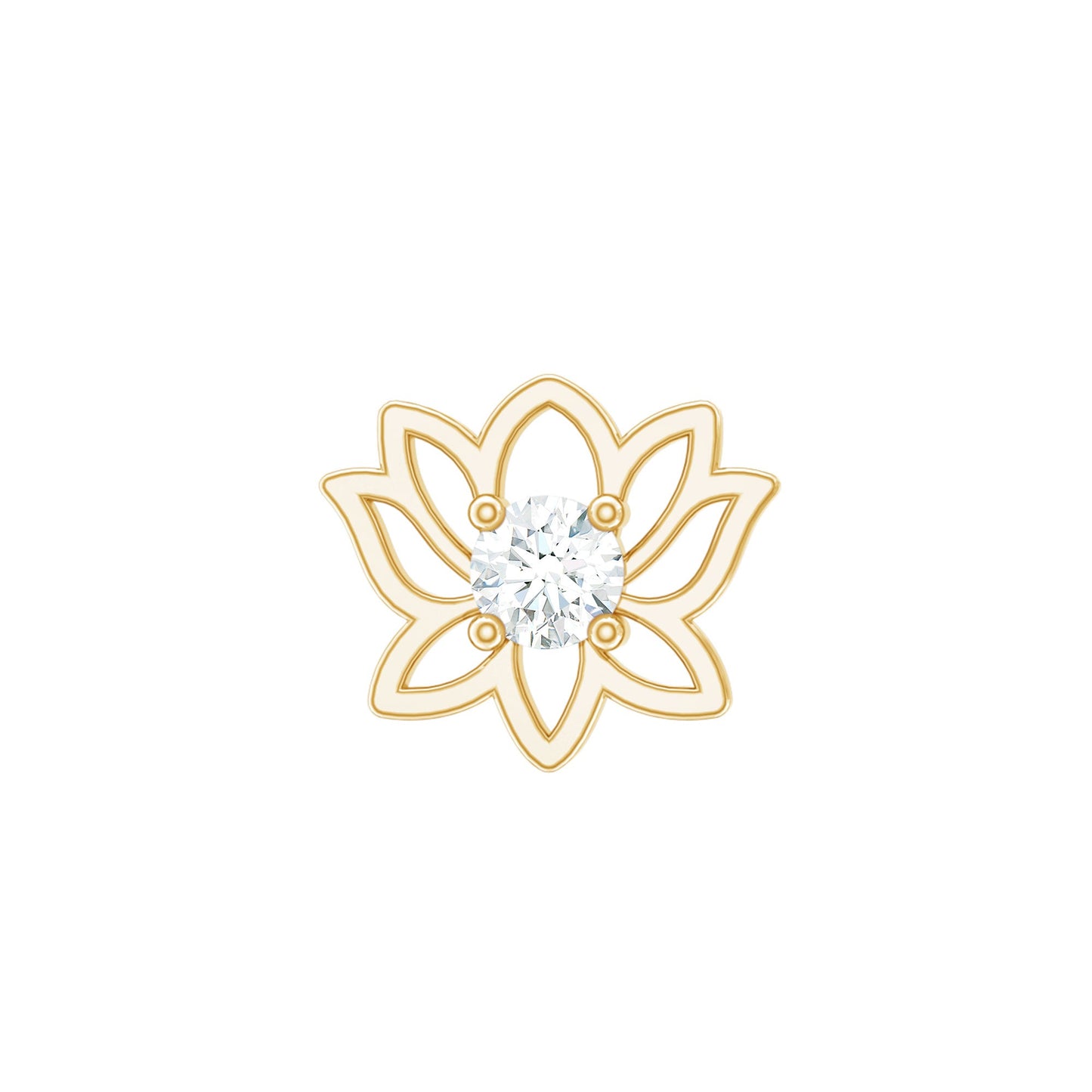 Nature Inspired Diamond Lotus Earring for Helix Piercing