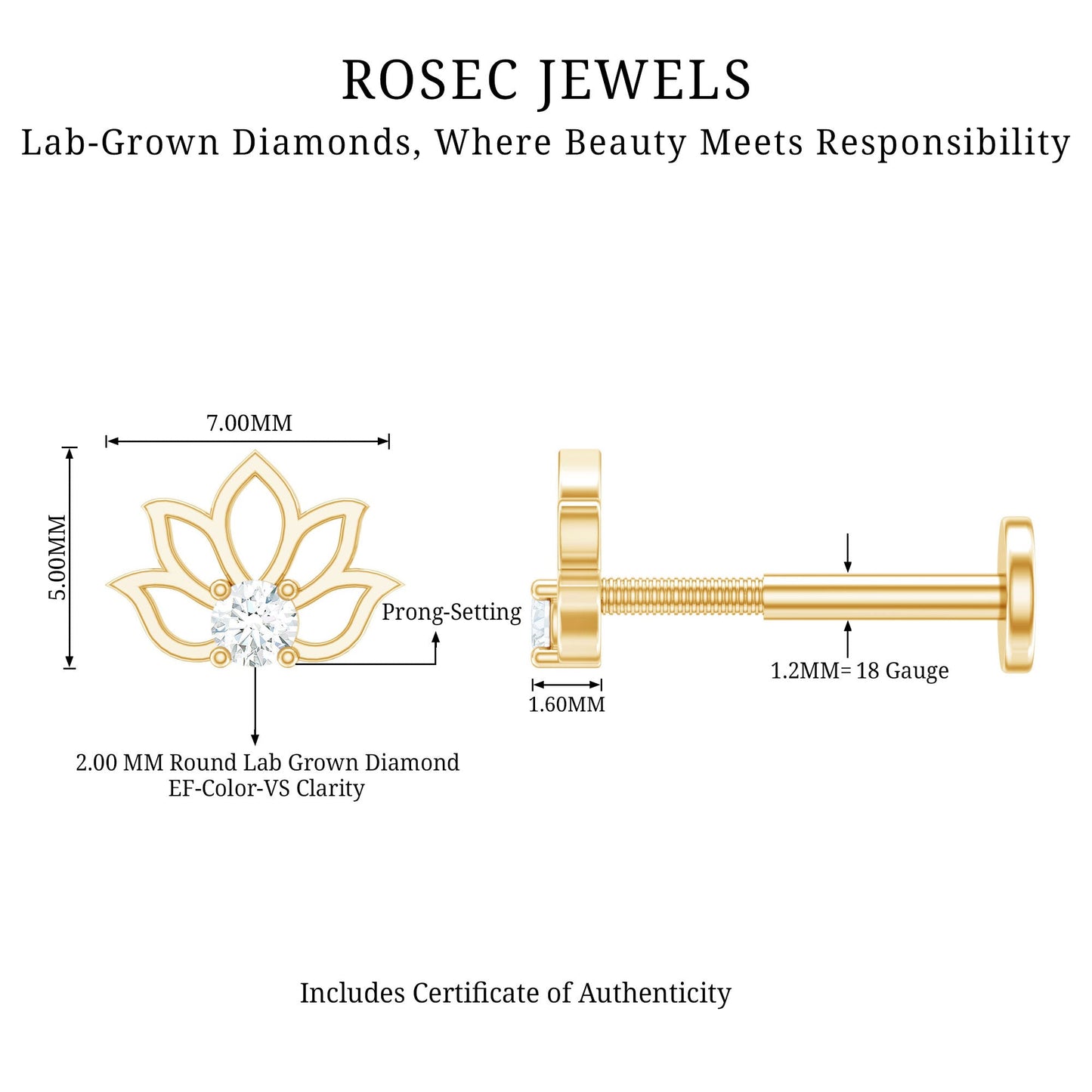 Nature Inspired Diamond Lotus Earring