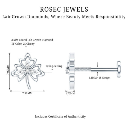 Diamond Nature Inspired Earring for Helix Piercing