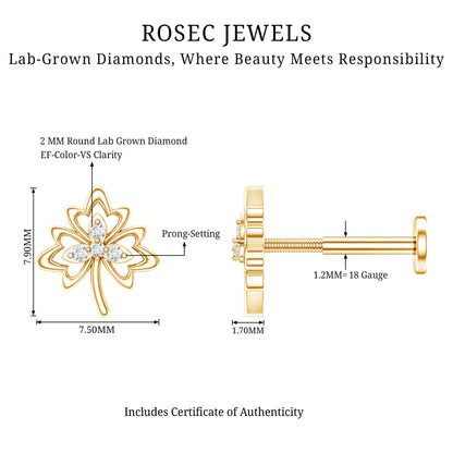 Diamond Nature Inspired Earring for Helix Piercing