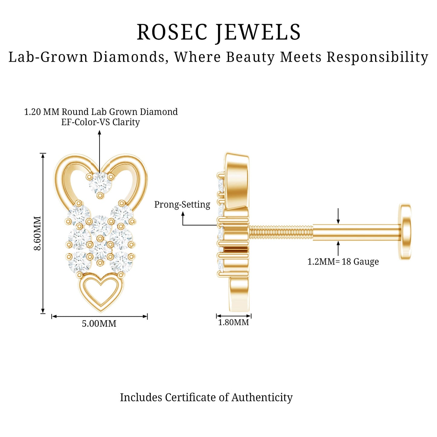Diamond Heart Cartilage Earring