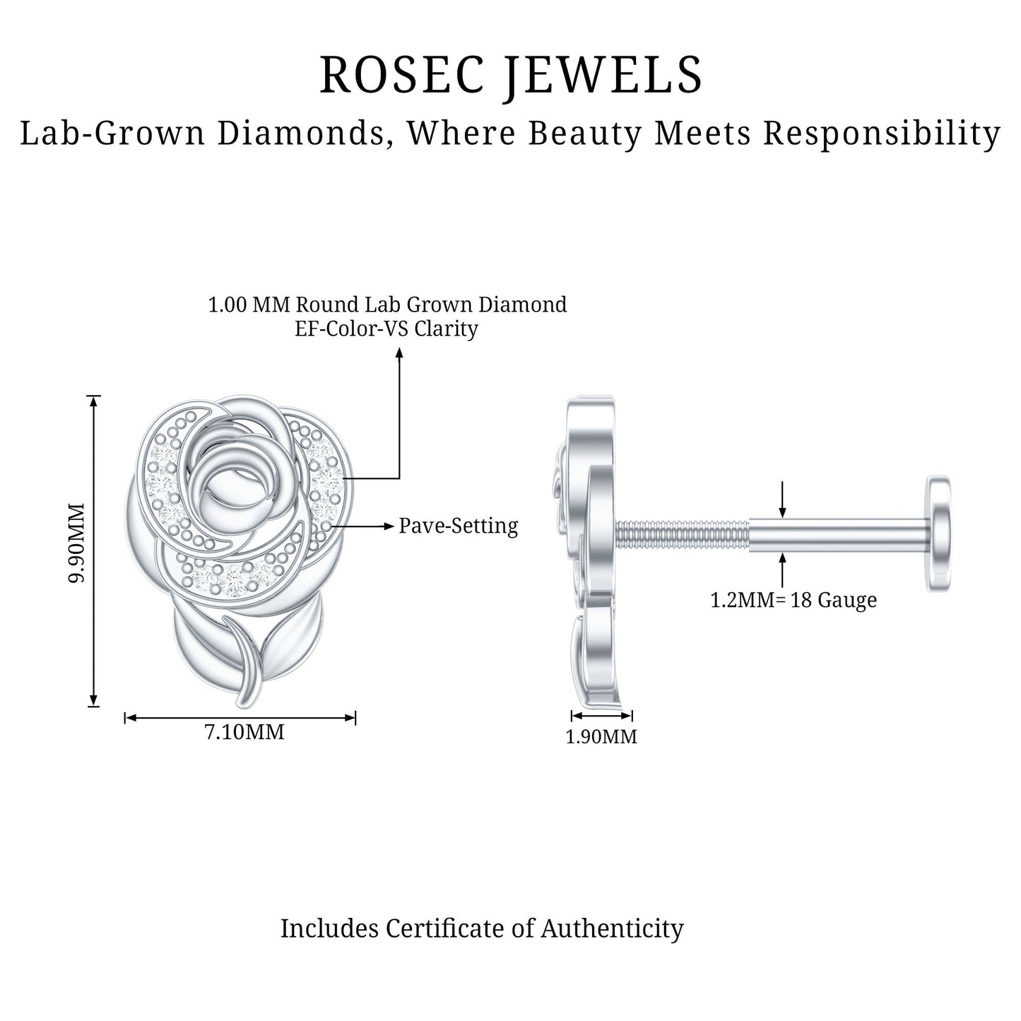 Nature Inspired Diamond Flower Helix Earring