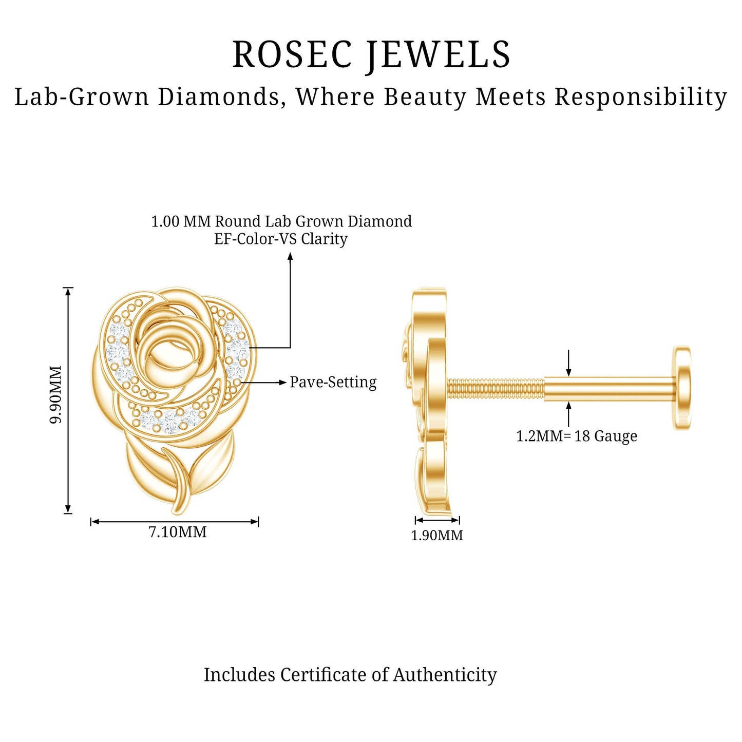 Nature Inspired Diamond Flower Helix Earring
