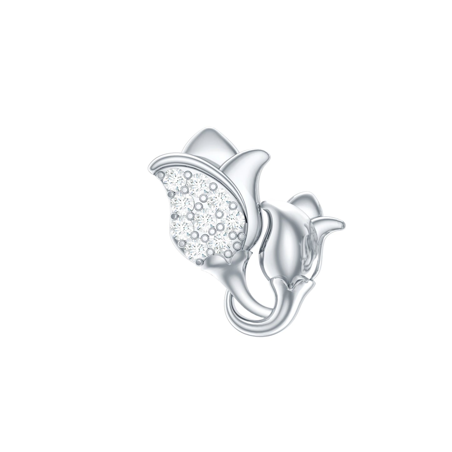 Diamond Floral Earring for Helix Piercing