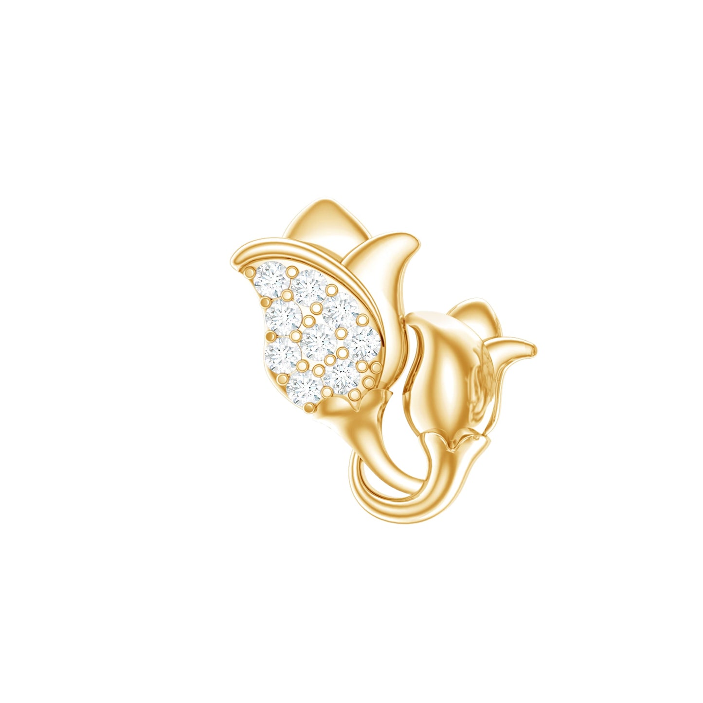 Diamond Floral Earring for Helix Piercing
