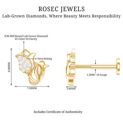 Diamond Floral Earring for Helix Piercing