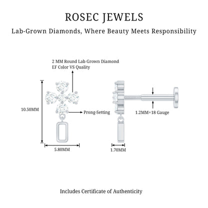 Simple Diamond Drop Earring for Helix Piercing