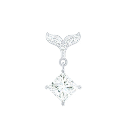 Fish Tail Diamond Drop Earring for Helix Piercing