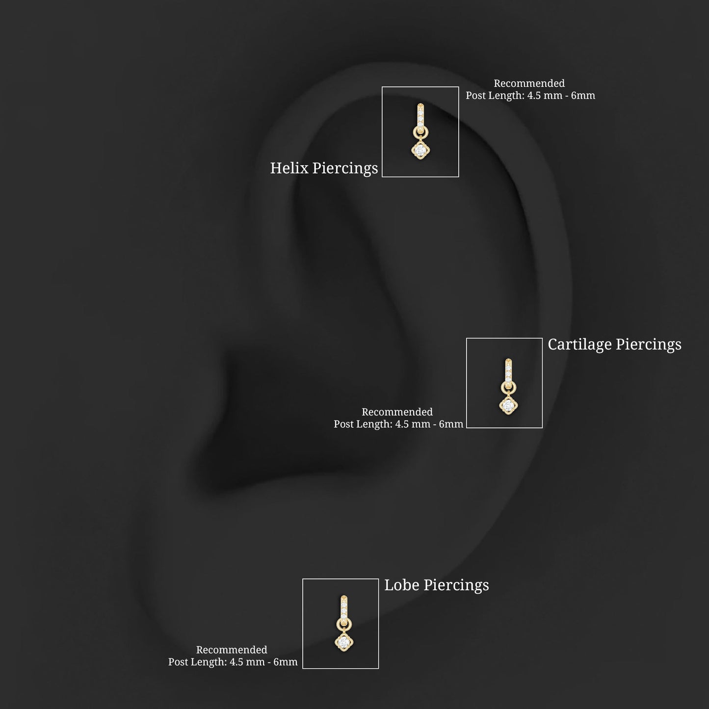 Minimalist Diamond Drop Earring for Cartilage Piercing
