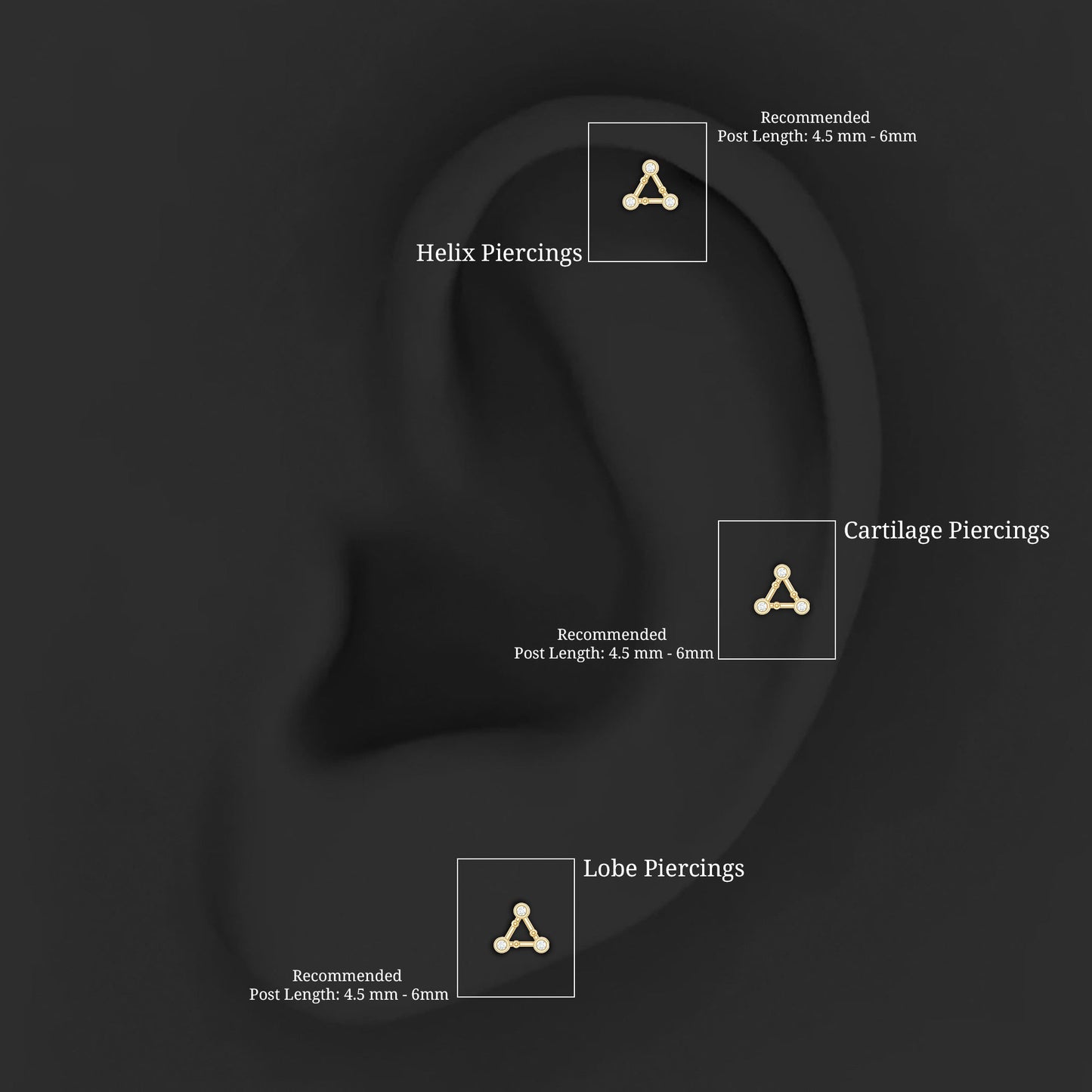 Diamond Open Triangle Earring for Conch Piercing