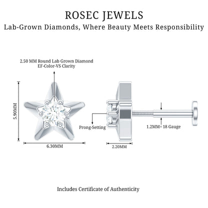 Diamond Celestial Star Earring for Conch Piercing