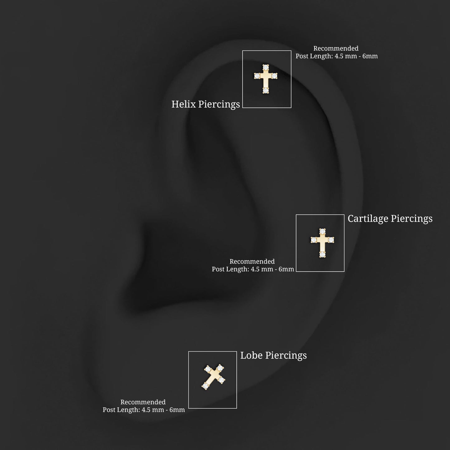 Diamond Cross Cartilage Earring