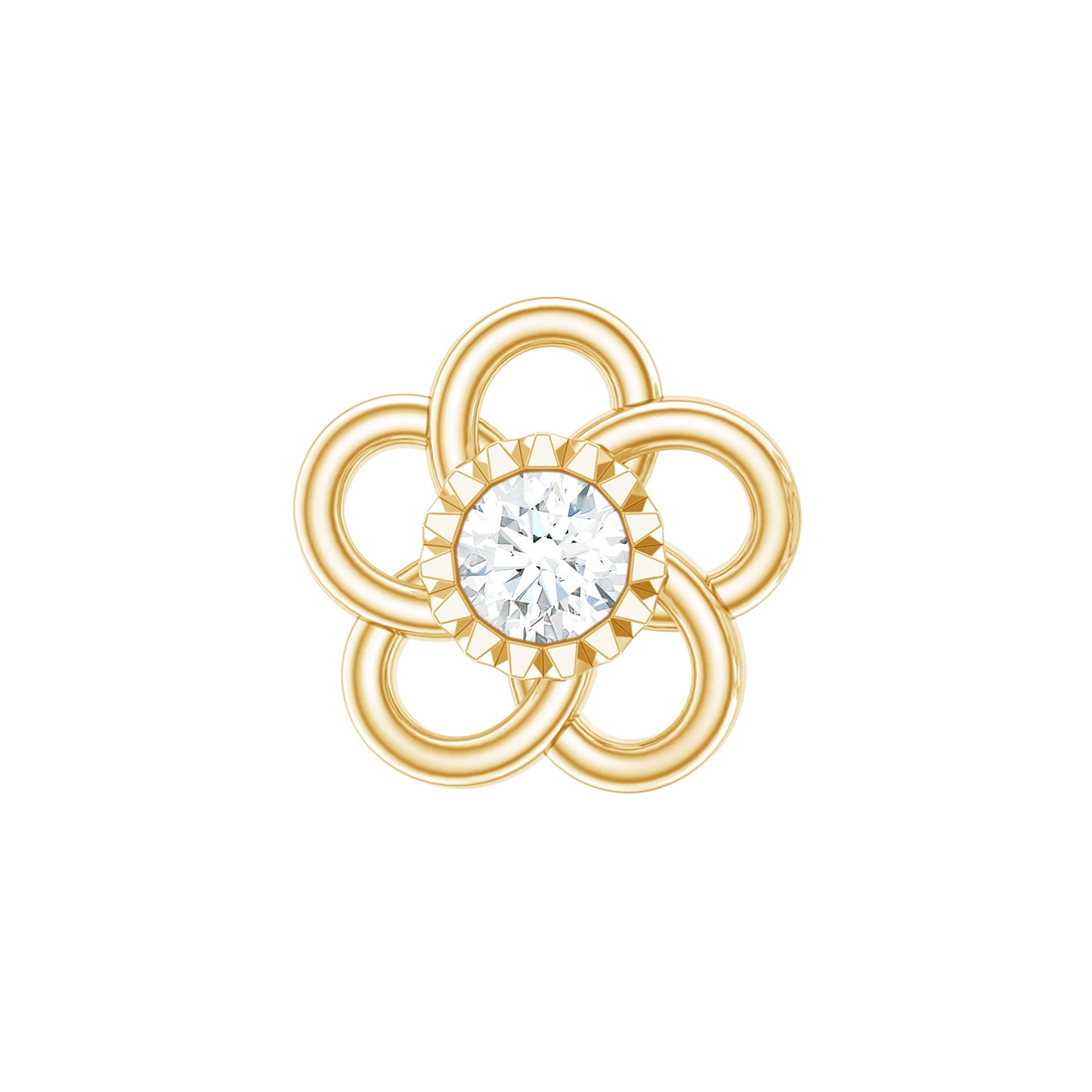 Diamond Flower Earring for Cartilage Piercing