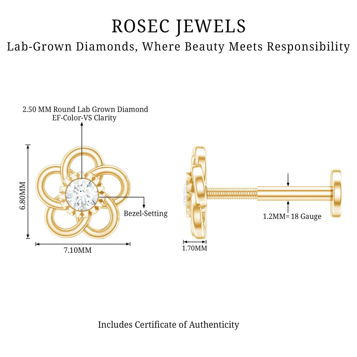 Diamond Flower Earring for Cartilage Piercing