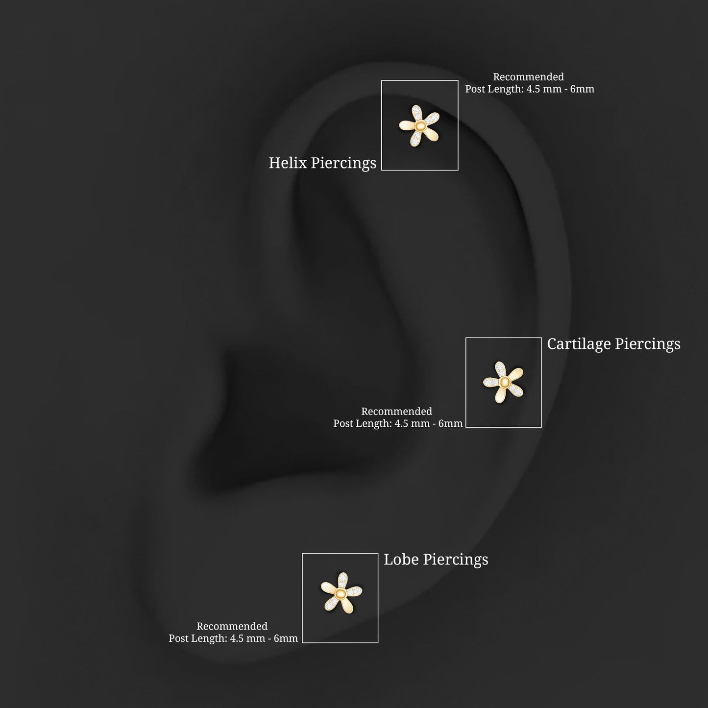 Simple Diamond Floral Earring for Cartilage Piercing