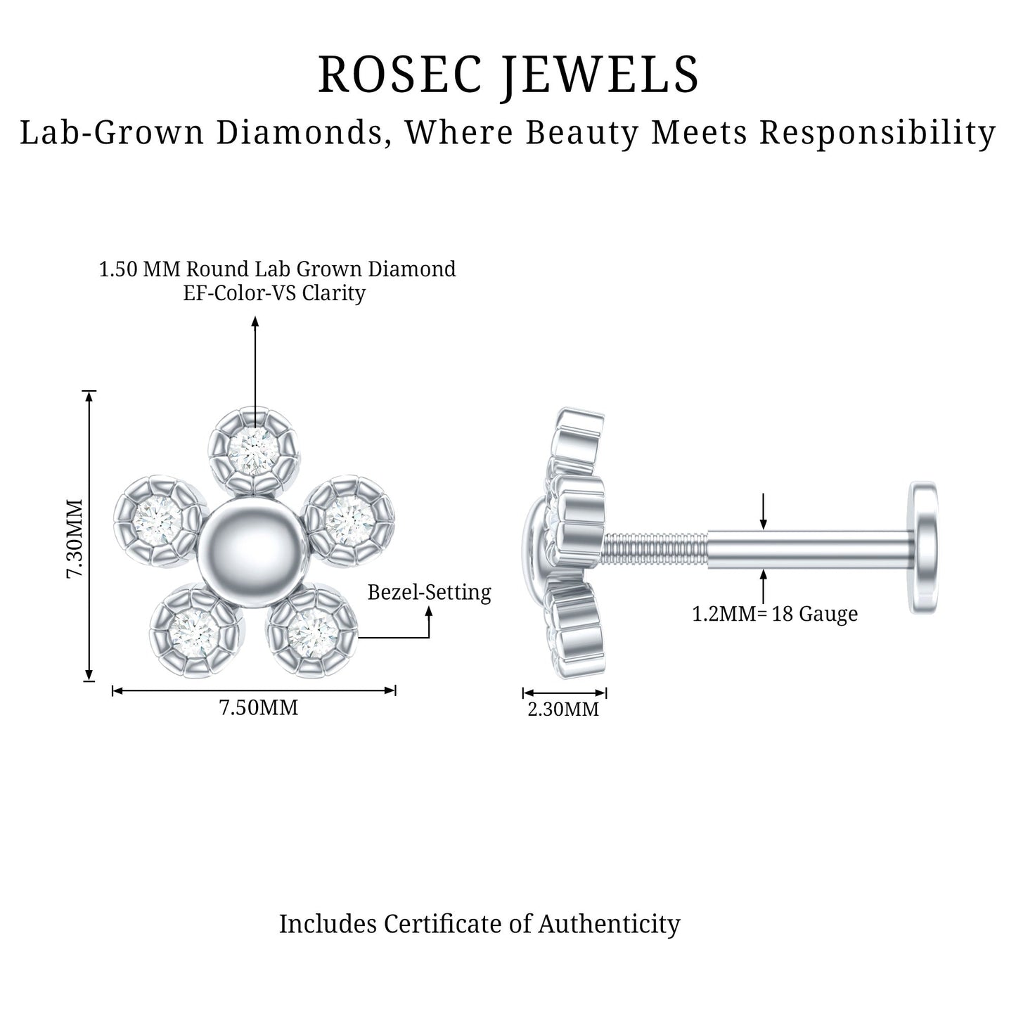 Diamond Floral Cartilage Earring